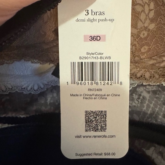 Renee Rofe Lingerie 3 pack Demi slight push up underwire padded lace bras 36D - Picture 4 of 4